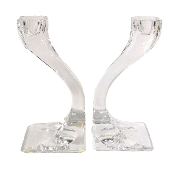 Pair Of Claus Josef Riedel Classic Elegant Mininalist Crystal Candle Holders - Picture 1 of 10